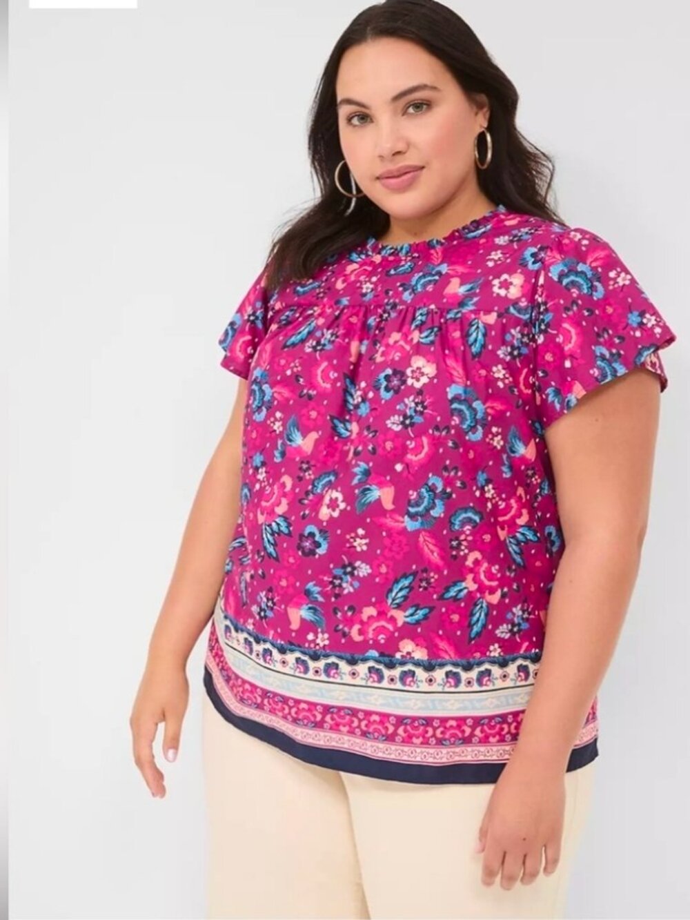 Lane Bryant magenta floral shirt